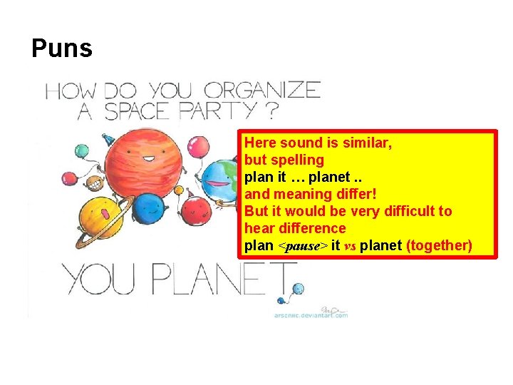 Puns Here sound is similar, but spelling plan it … planet. . and meaning