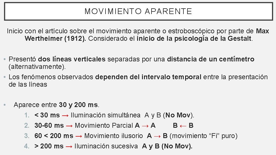 MOVIMIENTO APARENTE Inicio con el artículo sobre el movimiento aparente o estroboscópico por parte