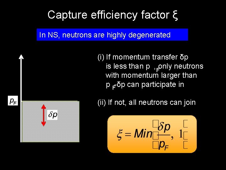Capture efficiency factor ξ In NS, neutrons are highly degenerated (i) If momentum transfer Capture efficiency factor ξ In NS, neutrons are highly degenerated (i) If momentum transfer
