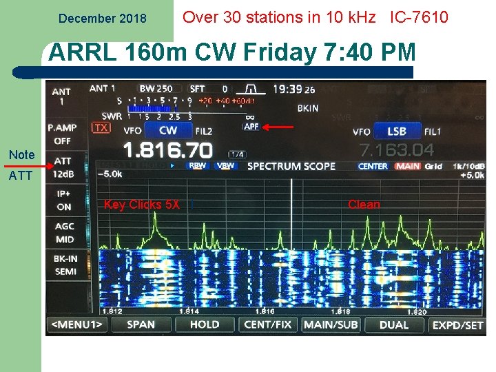 December 2018 Over 30 stations in 10 k. Hz IC-7610 ARRL 160 m CW