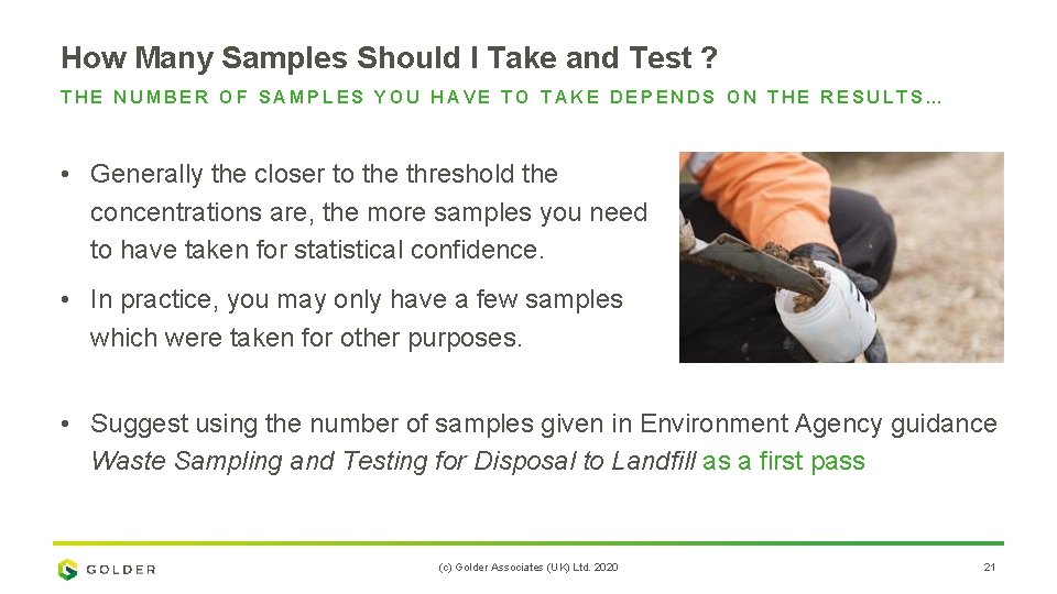 How Many Samples Should I Take and Test ? THE NUMBER OF SAMPLES YOU
