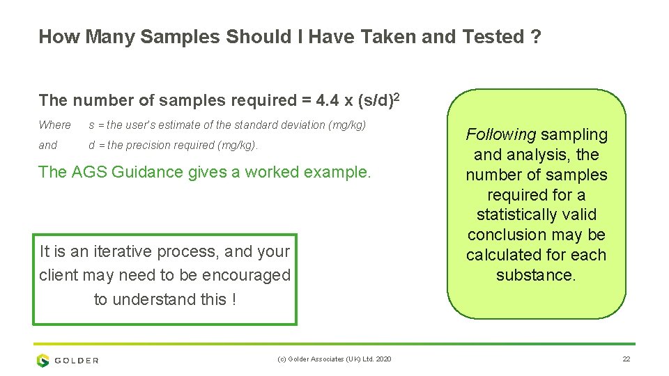 How Many Samples Should I Have Taken and Tested ? The number of samples
