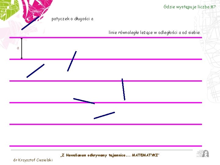 Gdzie występuje liczba a patyczek o długości a linie równoległe leżące w odległości a