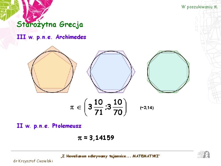 W poszukiwaniu Starożytna Grecja III w. p. n. e. Archimedes (~3, 14) II w.