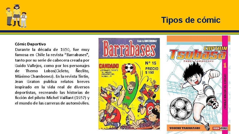 Tipos de cómic Cómic Deportivo Durante la década de 1950, fue muy famosa en