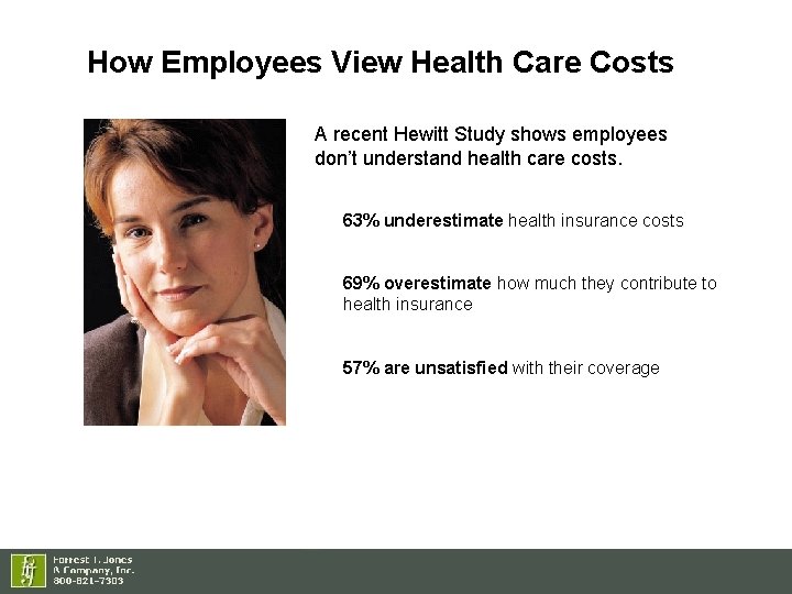 How Employees View Health Care Costs A recent Hewitt Study shows employees don’t understand