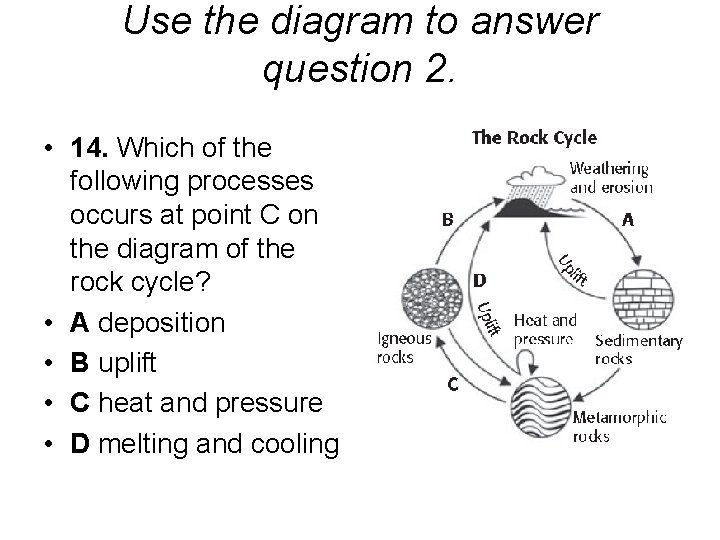 Use the diagram to answer question 2. • 14. Which of the following processes Use the diagram to answer question 2. • 14. Which of the following processes