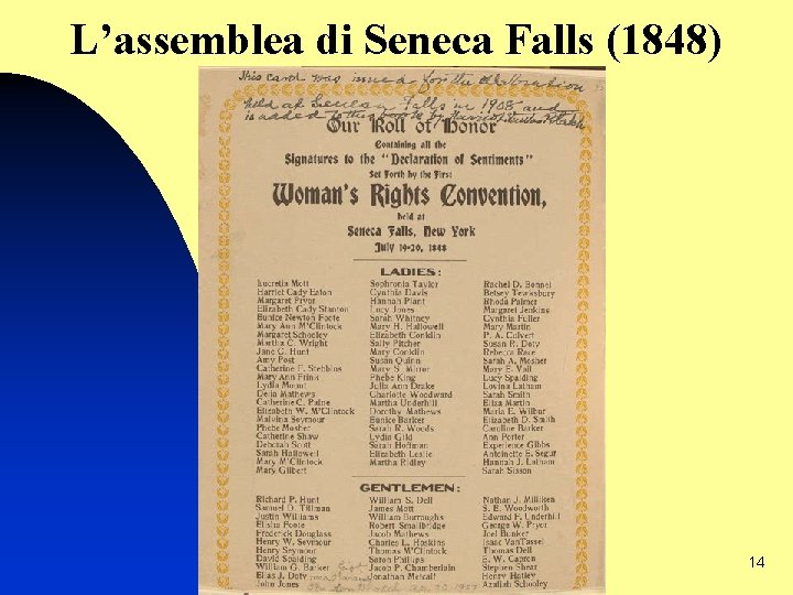 L’assemblea di Seneca Falls (1848) 14 