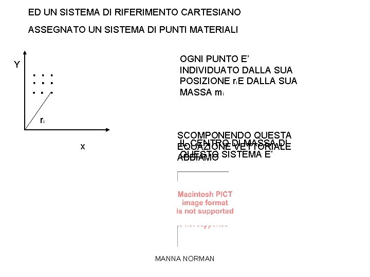 ED UN SISTEMA DI RIFERIMENTO CARTESIANO ASSEGNATO UN SISTEMA DI PUNTI MATERIALI OGNI PUNTO