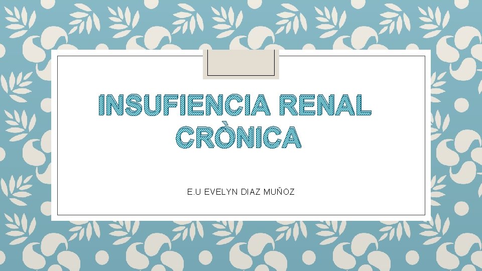 INSUFIENCIA RENAL CRÒNICA E. U EVELYN DIAZ MUÑOZ 