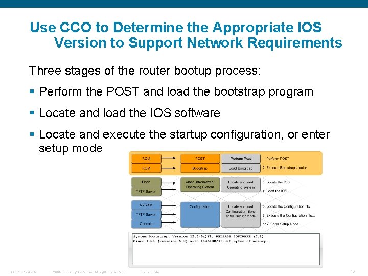 Use CCO to Determine the Appropriate IOS Version to Support Network Requirements Three stages