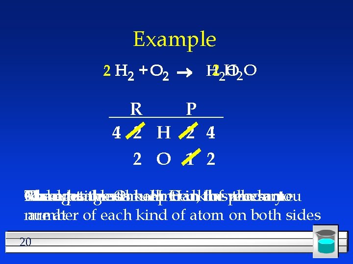 Example 2 H 2 + O 2 H 22 H O 2 O R