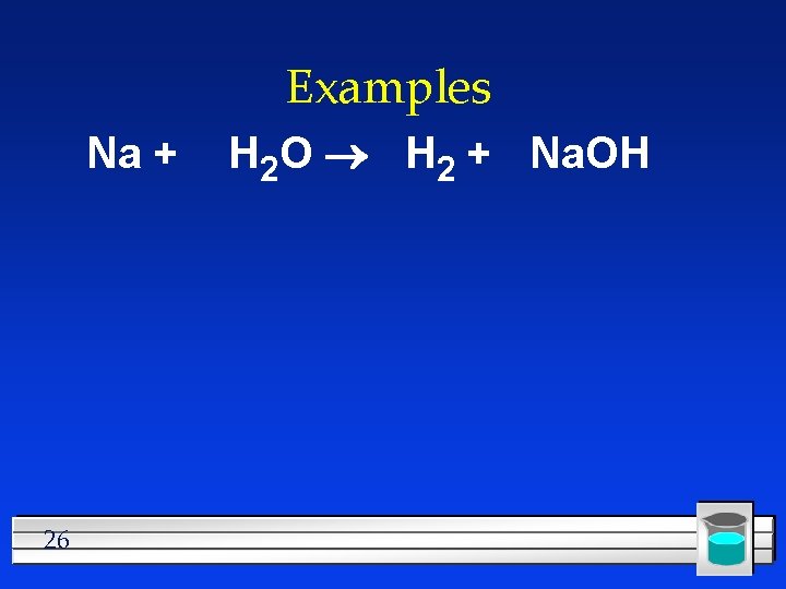 Examples Na + 26 H 2 O H 2 + Na. OH 