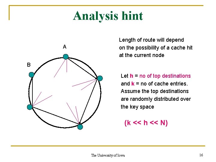 Analysis hint A Length of route will depend on the possibility of a cache