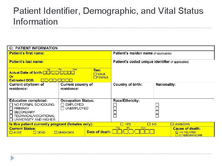 Patient Identifier, Demographic, and Vital Status Information 