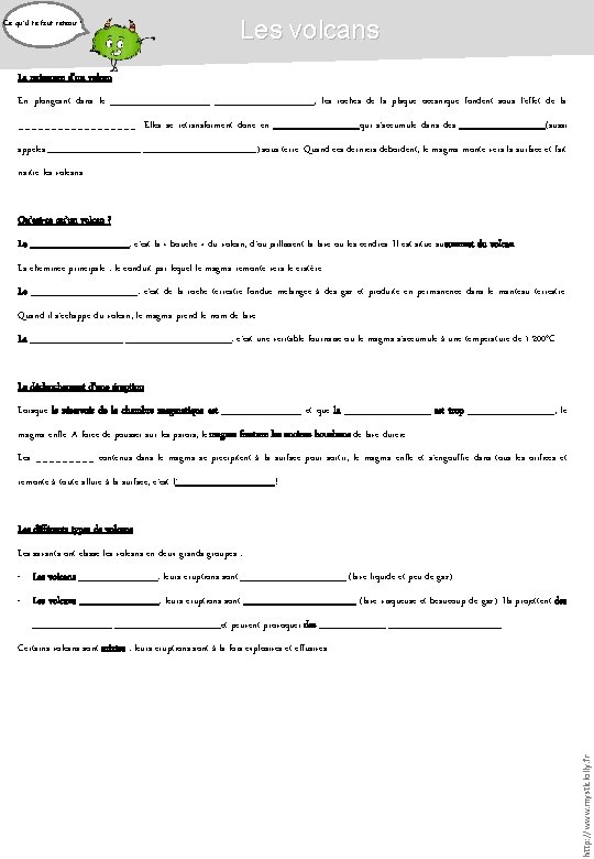Ce qu’il te faut retenir ! Les volcans La naissance d’un volcan En plongeant
