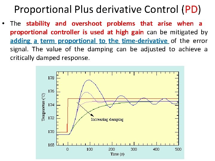 Proportional Plus derivative Control (PD) • The stability and overshoot problems that arise when