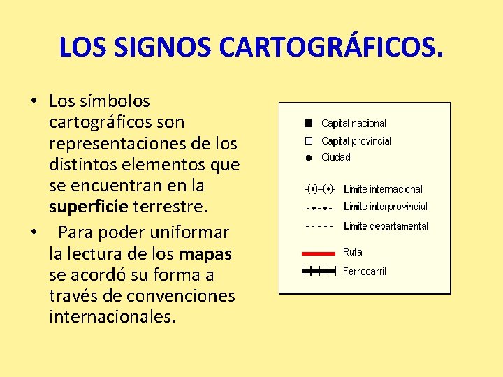 LOS SIGNOS CARTOGRÁFICOS. • Los símbolos cartográficos son representaciones de los distintos elementos que LOS SIGNOS CARTOGRÁFICOS. • Los símbolos cartográficos son representaciones de los distintos elementos que
