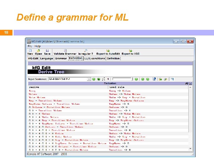Define a grammar for ML 18 