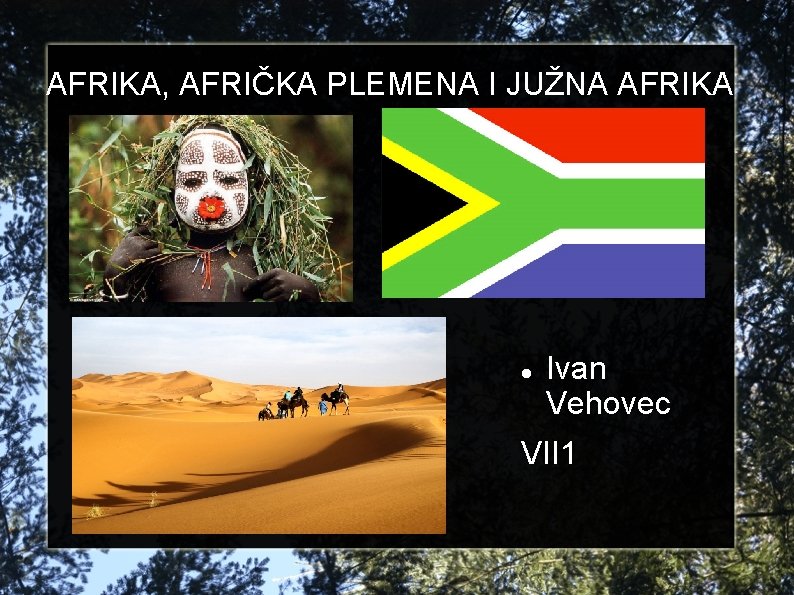 AFRIKA, AFRIČKA PLEMENA I JUŽNA AFRIKA Ivan Vehovec VII 1 