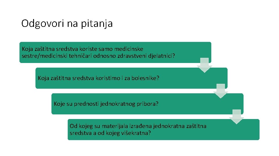 Odgovori na pitanja Koja zaštitna sredstva koriste samo medicinske sestre/medicinski tehničari odnosno zdravstveni djelatnici?