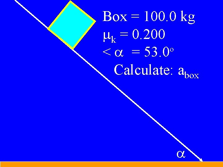 Box = 100. 0 kg mk = 0. 200 o < a = 53.