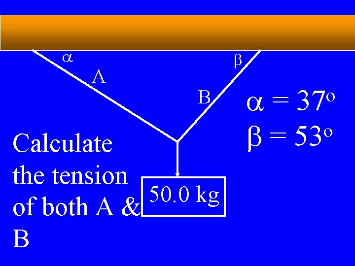 a A b B Calculate the tension 50. 0 kg of both A &