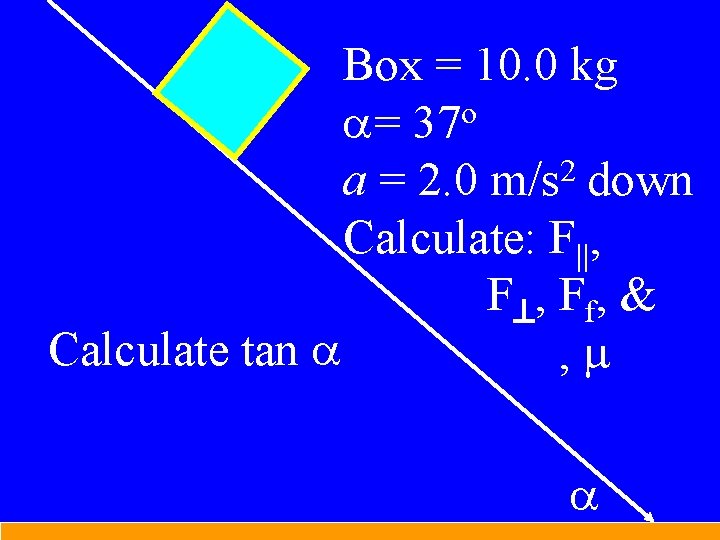 Box = 10. 0 kg o a= 37 a = 2. 0 m/s 2