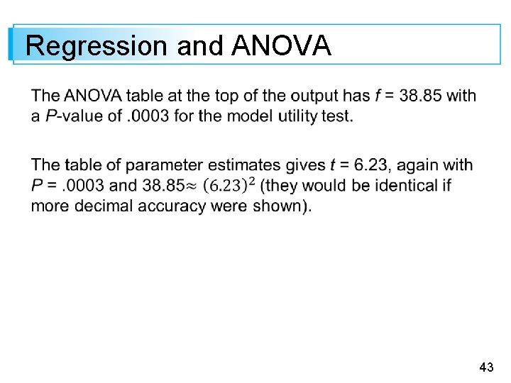 Regression and ANOVA 43 