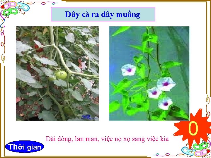 Dây cà ra dây muống g¹o Thời gian Dài dòng, lan man, việc nọ