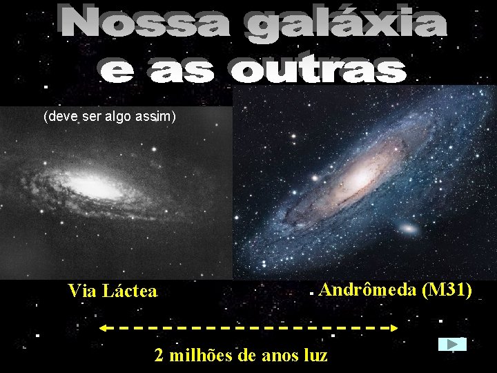 (deve ser algo assim) Via Láctea AAndrômeda (M 31) 2 milhões de anos luz