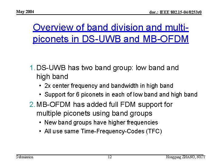 May 2004 doc. : IEEE 802. 15 -04/0253 r 0 Overview of band division