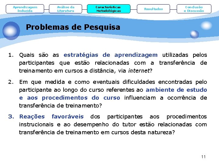 Aprendizagem Induzida Análise da Literatura Características Metodológicas Resultados Conclusão e Discussão Problemas de Pesquisa