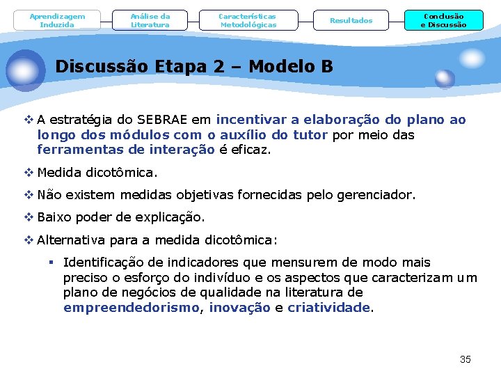 Aprendizagem Induzida Análise da Literatura Características Metodológicas Resultados Conclusão e Discussão Etapa 2 –