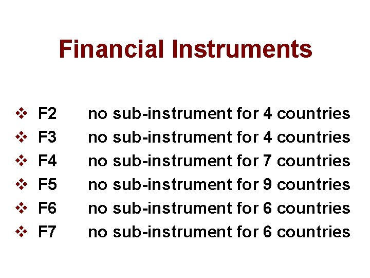 Financial Instruments v v v F 2 F 3 F 4 F 5 F