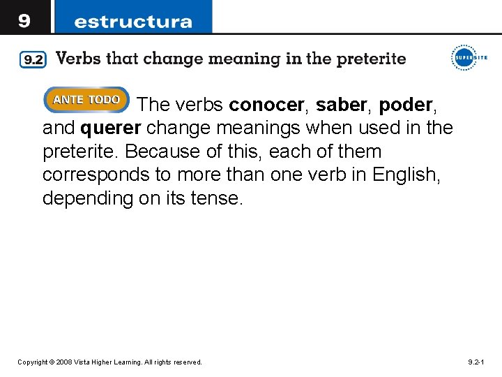 The verbs conocer, saber, poder, and querer change meanings when used in the preterite.