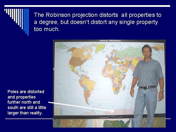 The Robinson projection distorts all properties to a degree, but doesn’t distort any single