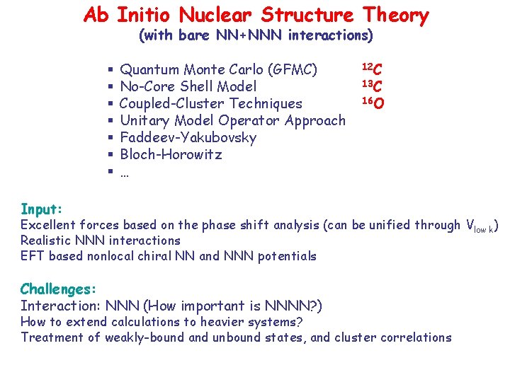 Ab Initio Nuclear Structure Theory (with bare NN+NNN interactions) § § § § Quantum