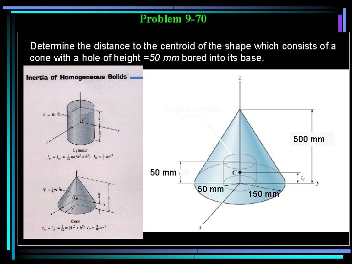 Problem 9 -70 Determine the distance to the centroid of the shape which consists