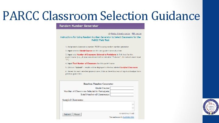 PARCC Classroom Selection Guidance 