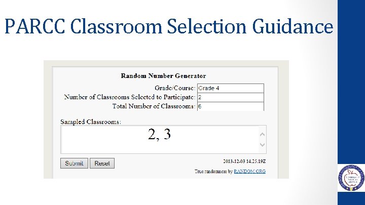 PARCC Classroom Selection Guidance 