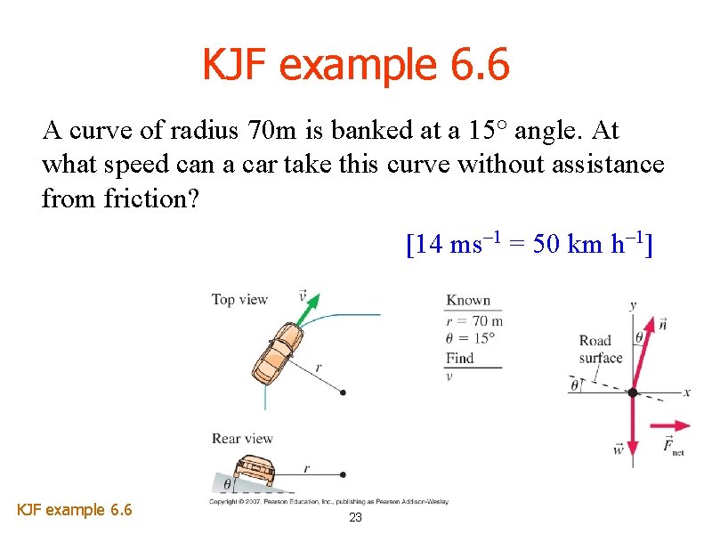 KJF example 6. 6 A curve of radius 70 m is banked at a