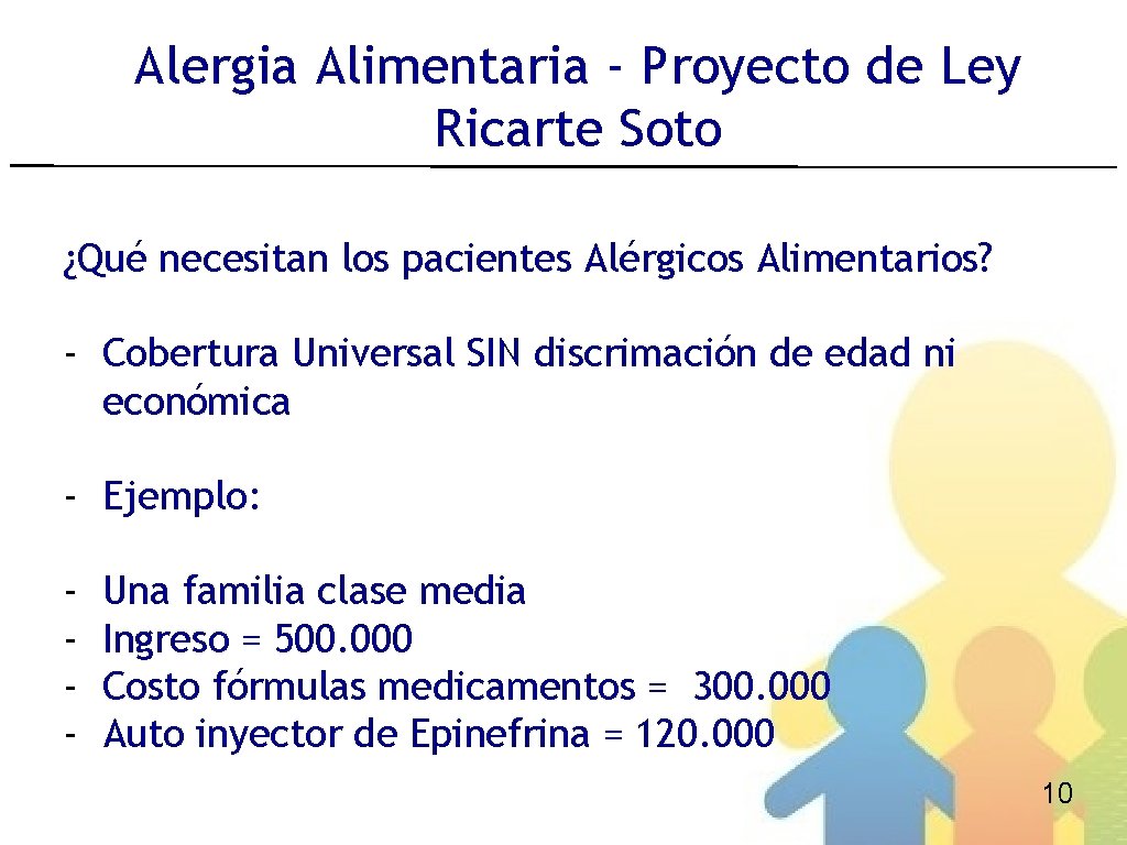 Alergia Alimentaria - Proyecto de Ley Ricarte Soto ¿Qué necesitan los pacientes Alérgicos Alimentarios?
