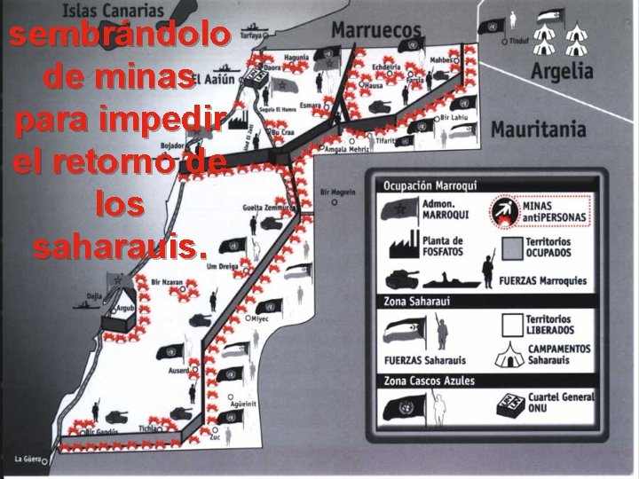 sembrándolo de minas para impedir el retorno de los saharauis. 