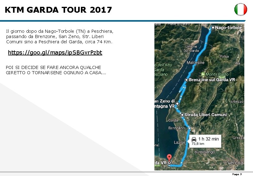 KTM GARDA TOUR 2017 Il giorno dopo da Nago-Torbole (TN) a Peschiera, passando da