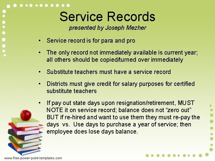 Service Records presented by Joseph Mezher • Service record is for para and pro Service Records presented by Joseph Mezher • Service record is for para and pro