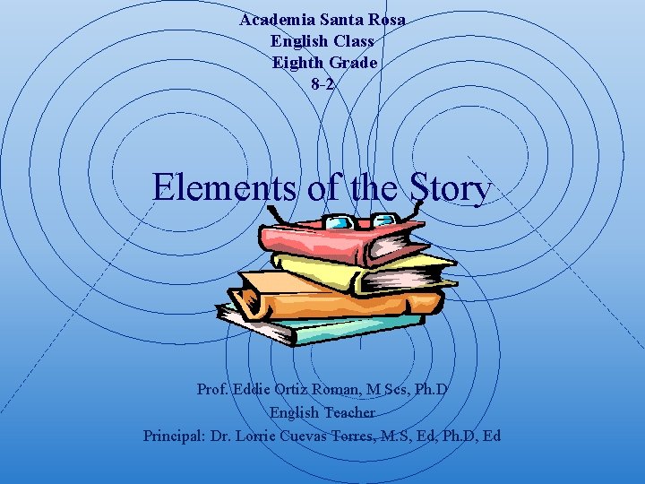 Academia Santa Rosa English Class Eighth Grade 8 -2 Elements of the Story Prof.