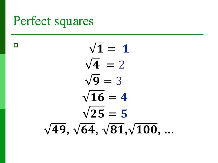 Perfect squares p 