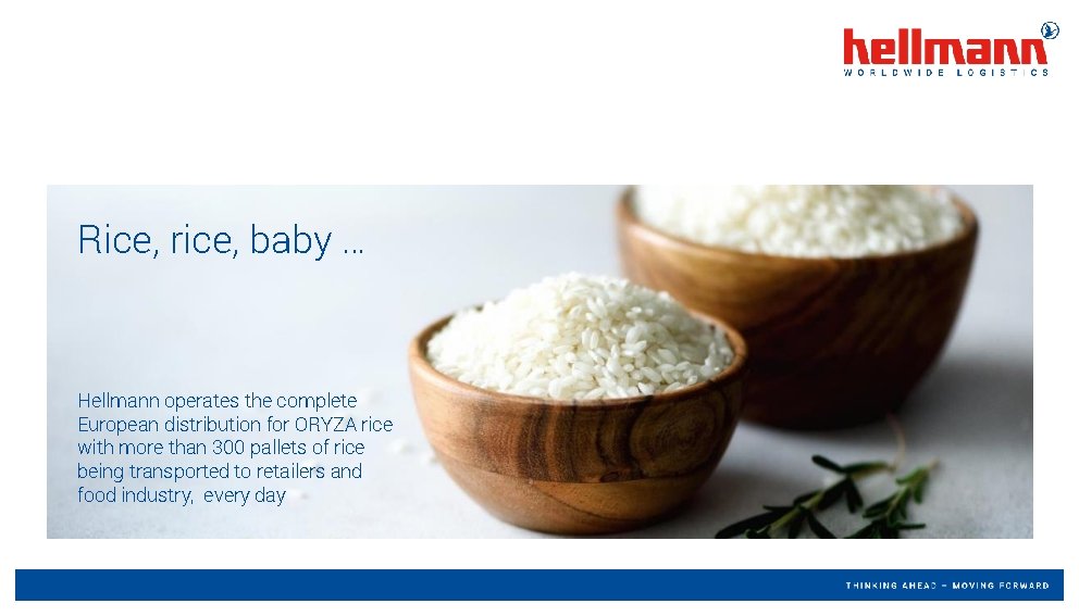 Rice, rice, baby … Hellmann operates the complete European distribution for ORYZA rice with Rice, rice, baby … Hellmann operates the complete European distribution for ORYZA rice with