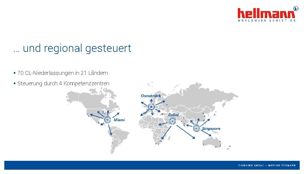 … und regional gesteuert § 70 CL-Niederlassungen in 21 Ländern § Steuerung durch 4 … und regional gesteuert § 70 CL-Niederlassungen in 21 Ländern § Steuerung durch 4